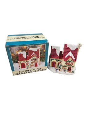 American Trends Figurine Toy Shop Votive Ceramic Candle Holder Boxed Vintage